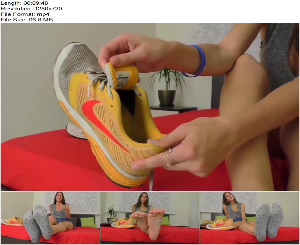 Beautiful Russian girl smelly stinky gym feet worship preview