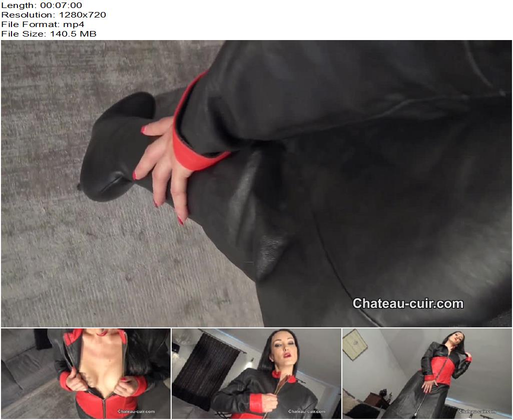 ChateauCuir  Cum on My long leather coat part 1   Fetish Liza preview