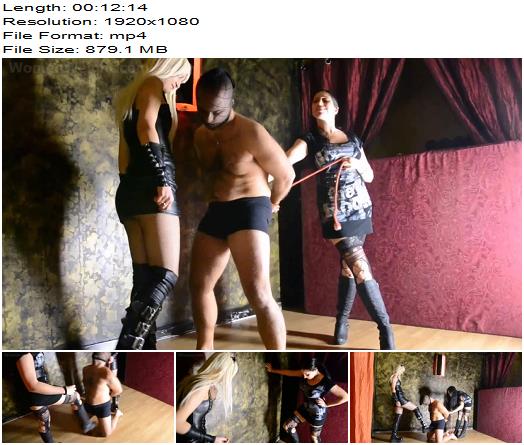 A A A Slaves by WomenWeight  Ballbust and Trample  closeup  Miss Akasha and Miss Melisande preview