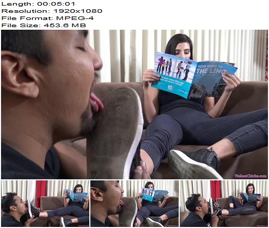 Miss Shavelle ignores a loser as he licks her dirty sneakers Shoe Worship Ignore preview