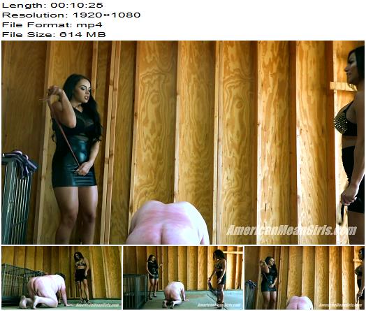 The Mean Girls  Princess Carmela  Goddess Tina Beats A Pig 1080 HD preview