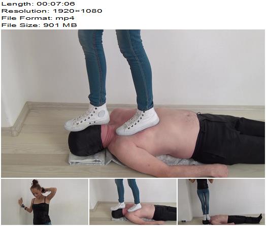 Sandy trampling and face standing  Foot Domination preview