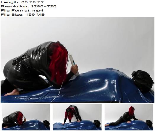 Mistress Wearing Latex Torturing Trapped Slave in Rubber Vacuum Bed  Bondage preview