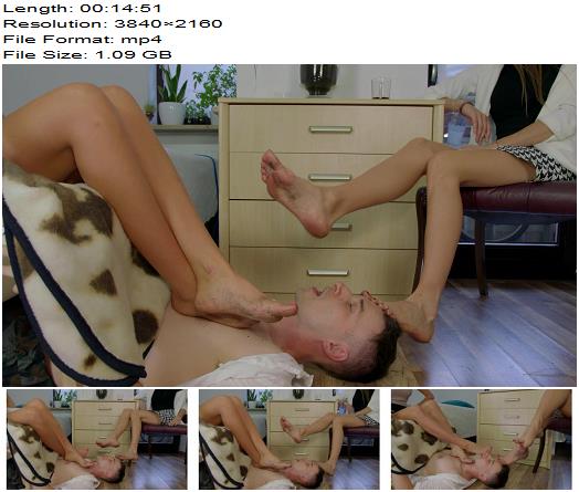 Dominant Femine  Man Under Larisa And Eliza  Footrest And Licking  Foot Worship preview