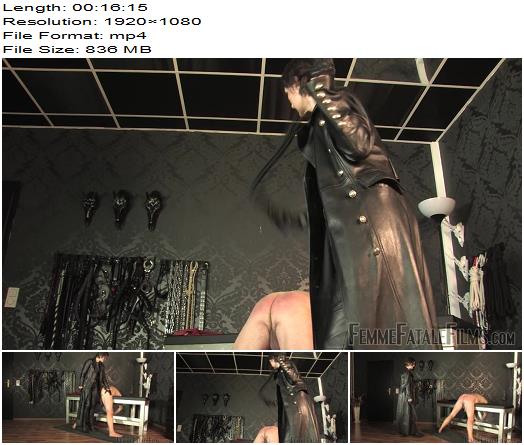Femme Fatale Films  Lady Victoria Valente  Trenchcoat Whipping and Extreme Caning  Full Movie preview