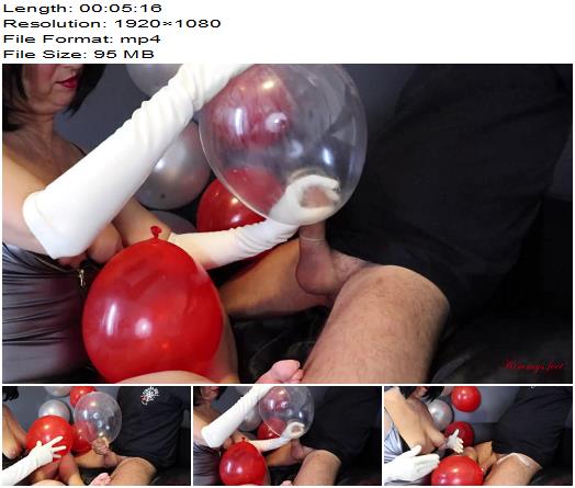 Condom Balloon Handjob with Long Latex Gloves Cum in and on  Balloon Fetish preview