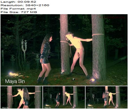 Maya Sin  Ballbusting in the depths of a dark forest 4K  Ball Abuse preview