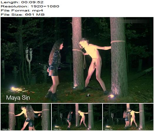 Maya Sin starring in video Ballbusting in the depths of a dark forest preview