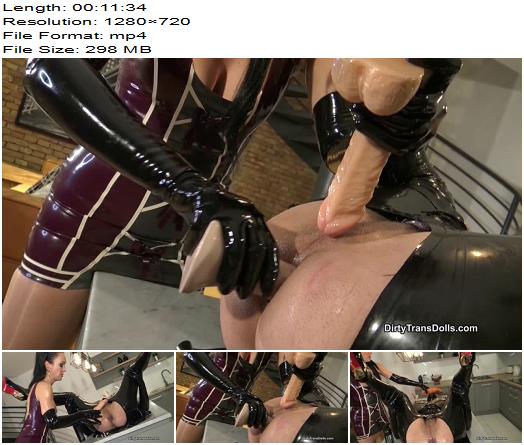 Fetish Liza starring in video Latex sissy maid training stage 4 of Dirty Trans Dolls studio preview