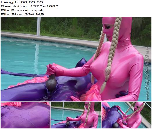 Kinky Rubber World  Lara playing with Rubber Jeff in Latex Blindmask on the Pool Float  Latex and Rubber preview