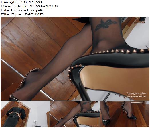 Young Goddess Kim  First Day as a doormat  Footjob Trampling Footworship Shoejob preview