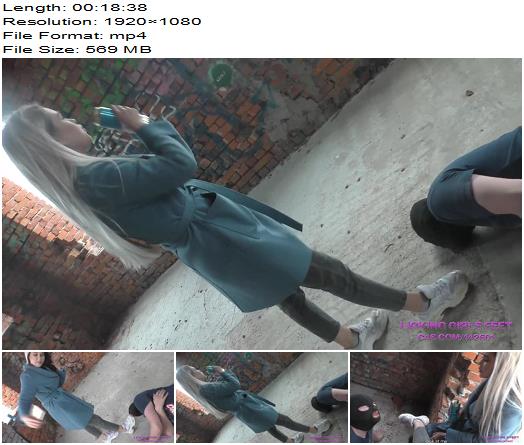 Licking Girls Feet  NICOLE  Walk through an abandoned house  Humiliates her pathetic loser slave  Femdom preview