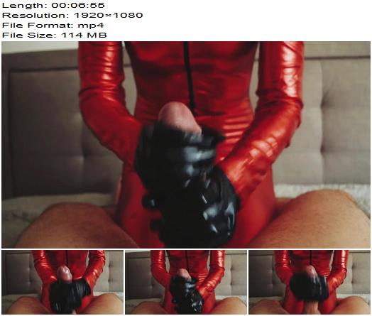 Double Cumshot Edging Handjob in Latex ending on Camera Lens  Femdom POV preview