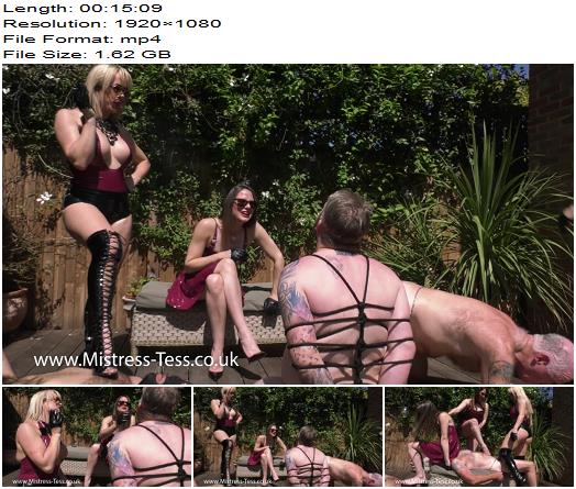 Mistress Tess  Ladies Latex sweat and human ashtrays  Outdoors preview
