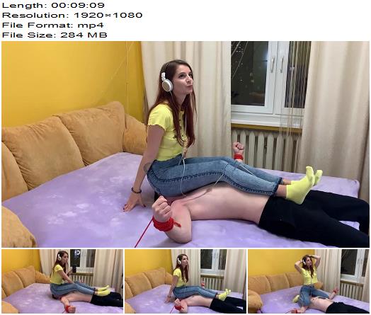 Petite Princess FemDom  Sofi Fullweight Jeanssitting On Tied Slave preview