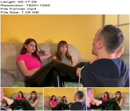 Petite Princess FemDom  CloseUp Foot Worship and Foot Gagging Double Femdom With Mistresses Sofi and Kira in Latex preview