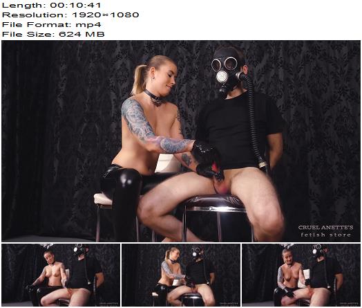 Cruel Anette  Handjob and gasmask  Femdom preview