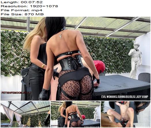 Evil Woman Strapon party by 3 Dommes on the tarrace  Femdom preview