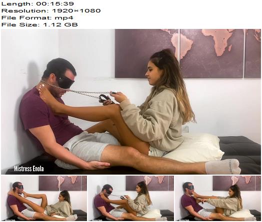 Mistress Enolas Foot Gagging Game  Very CRUEL foot gagging BLINDFOLD preview