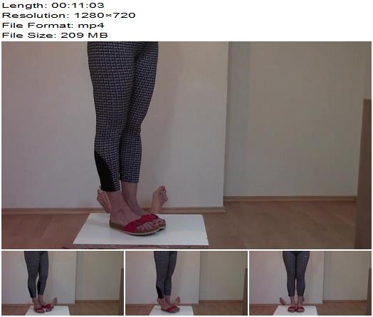 Mistress Fatalia CBT B I R K E N S T O C K red sandals on slave cock and balls Ball Abuse preview