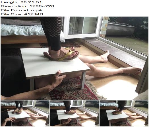 Mistress Fatalia FLIP FLOPS crush cock and balls on cockboard Ball Abuse preview