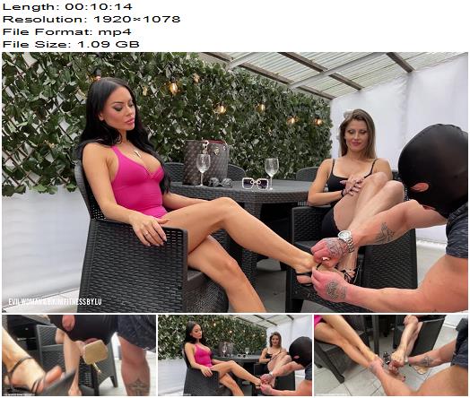 Evil Woman  Feet and High Heels worship by waiter  Femdom preview