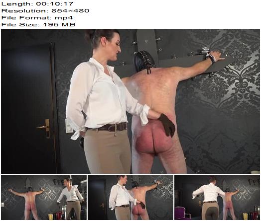 GERMAN FEMDOM Lady Victoria Valente  The whipping treatment  chastisement of the slaves butt preview