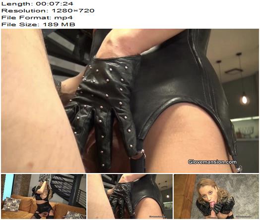 GloveMansion  Nikkis leather glove and blowjob part 1  Femdom POV preview