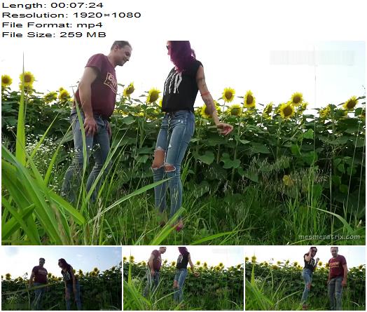 La Regina Dittatrice Lady Mesmeratrix Ballbusting In The Sunflowers Field preview