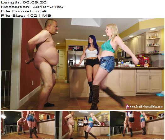 Brat Princess 2  Kaylie and Natalya  Brutal Ballbusting Beatdown for Fatso 4K preview