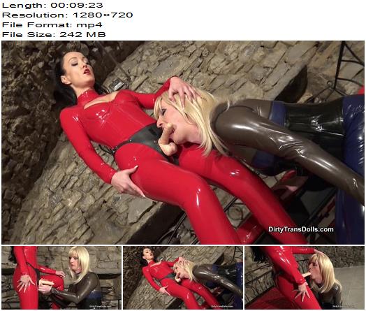 Dirty Trans Dolls  Cock training in latex   Fetish Liza and Jessica Dee preview
