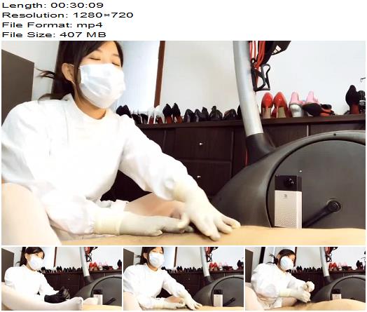 Chinese Femdom  Ugly Chinese fake Doc gloved handjob preview