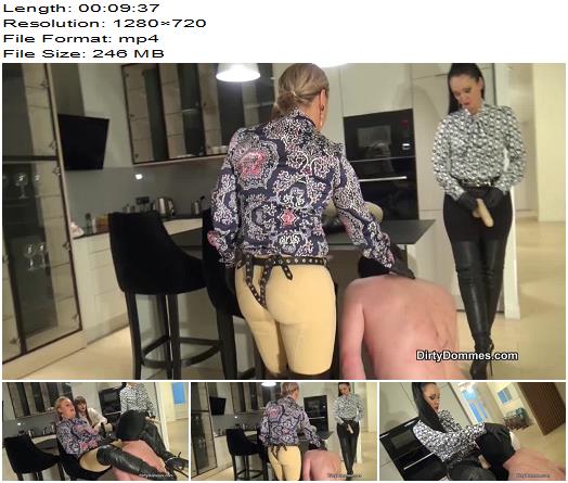 DirtyDommes  Mistress Athena and Vivienne Lamour and Fetish Liza  Triple spitroasted piggy part 1 preview