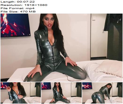 Evil Woman  JOI and CEI clip in latex catsuit preview
