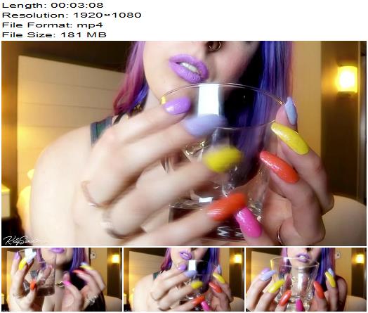 Kelly Sunshine  Long Rainbow Nails Tapping on Glass preview