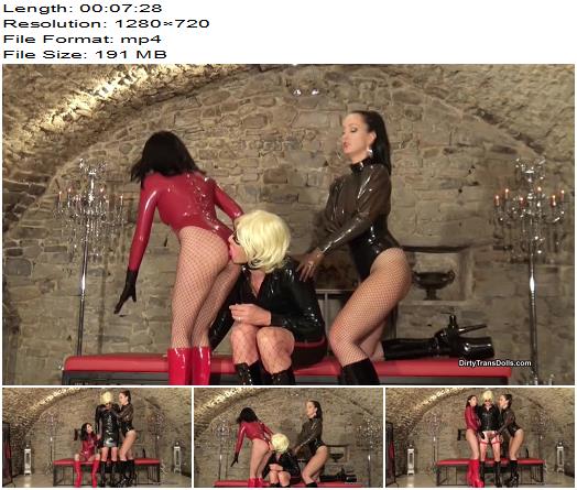 Dirty Trans Dolls  Fetish Liza and Kinky Natasha and Coco de Mal  Rubber sissy slut trained and milked part 1 preview