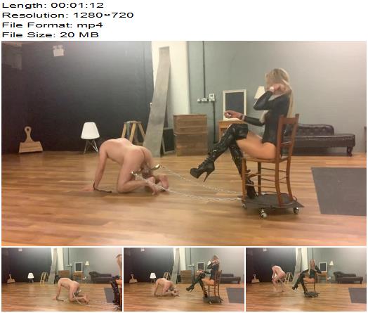 Lady Dark Angel UK  Slave Pulling Me Along In The Chair With His Balls preview