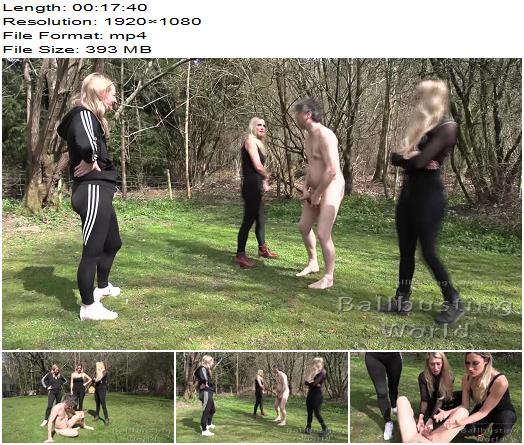 Ballbusting World  Nikki Whiplash and Mistress Paris  We Want to Kick You in the Balls  BB1556 preview