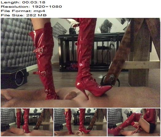Lady Dark Angel UK  Session With My Lovely Red Boots Sorting Out His Cock And Balls preview