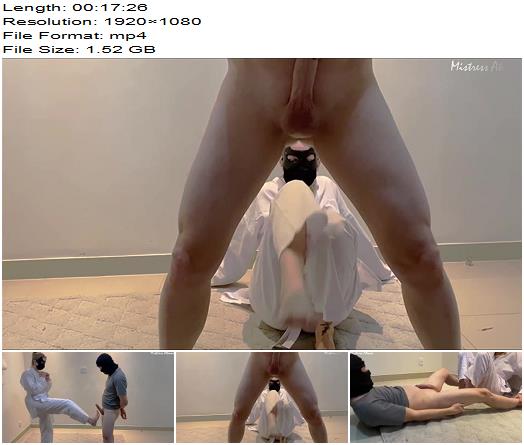 Mistress Atenas Demonstration of Taekwondo kicks in balls and footjob preview