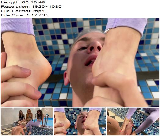 Petite Princess FemDom  Slave Licks Bare Feet And Toes Of Three Mistresses Agma Dina and Jucy  Triple Feet Worship Femdom preview