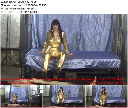 We Love Ballbusting  Golden Spikes Make The Slave Scream For Mercy preview