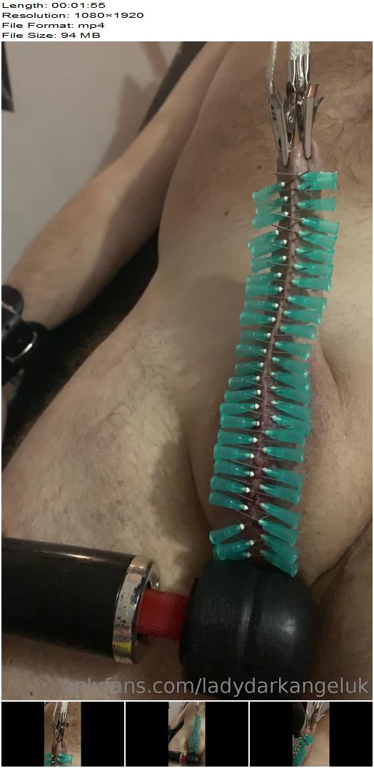 Lady Dark Angel UK  Using The Wand Up And Down The Cock With Needles And Crocodile Clips On preview