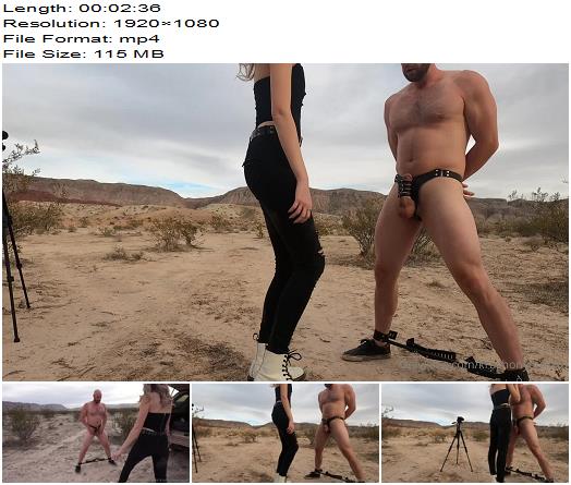 Krushonyouxoxo  Mistress Isabella  Slave Leo  First Ball Busting Kicking Session On My Crush Out In The Desert preview