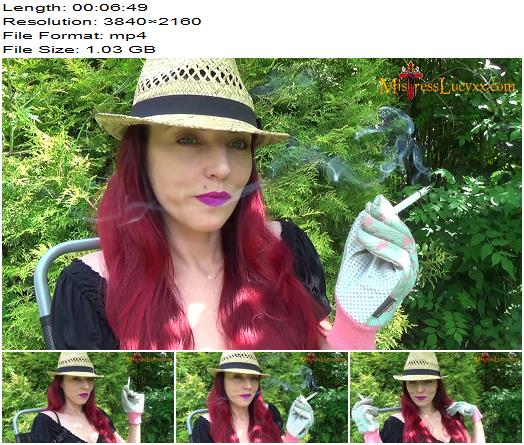 Mistress LucyXX  Candid Garden Smoking In Gloves preview