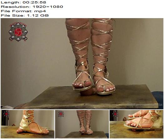 Goddess Anika Smith  I Have Some Crazy Flat And Rough Soled Knee High Gladiator Sandals ANIKAS COCK AND BALL TRAMPLE preview