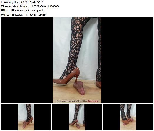 Miss Luxmi Ball Crushing Heeljob POV preview