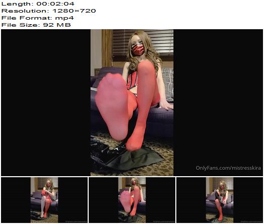 Mistress Kira  Wearing Red Stocking And Black Boots preview