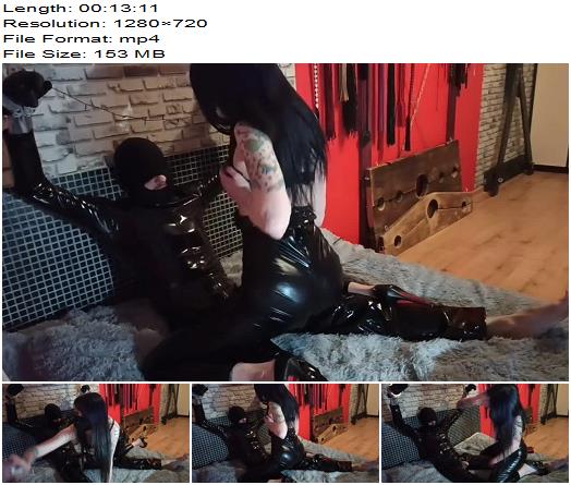 A slave in a chastity belt Dominatrix Nika plays with his urethra preview