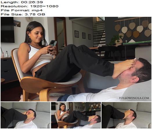 Mistress Enola Fetish  Lavish Mistress Enolas foot regimen  Foot face massage on face and foot stool preview